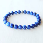 Blue Kyanite crystal bracelet handmade in Australia for clarity, alignment and energetic balance.