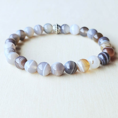 Botswana Agate crystal bracelet handmade in Australia for grounding and balance