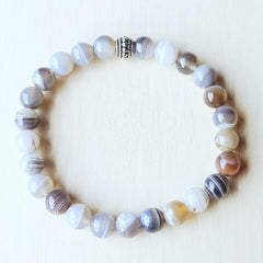 Banded Botswana Agate beaded bracelet – natural stone jewellery