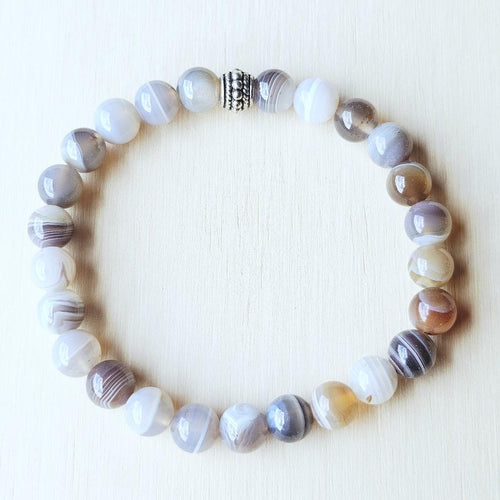 Banded Botswana Agate beaded bracelet – natural stone jewellery