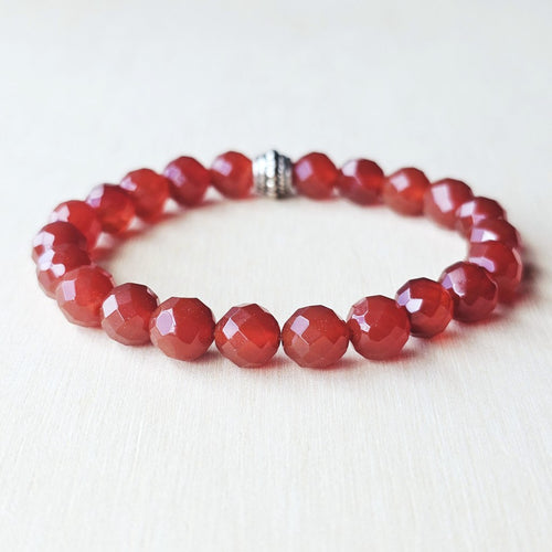 Carnelian faceted crystal bracelet handmade in Australia for motivation and energy.