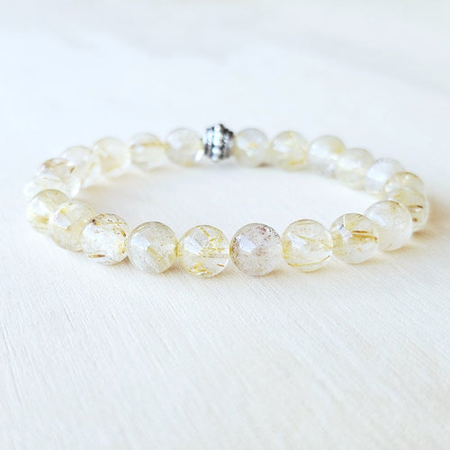 Golden Rutilated Quartz crystal bracelet handmade in Australia for illumination.