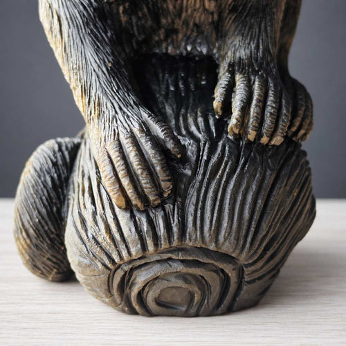 Gold Sheen Obsidian Monkey & Peach Carving
