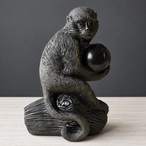 Gold Sheen Obsidian Monkey & Peach Carving