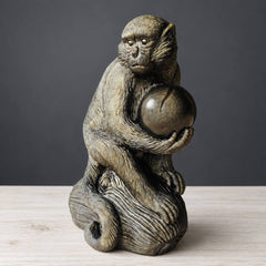 Gold Sheen Obsidian Monkey & Peach Carving