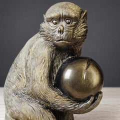 Gold Sheen Obsidian Monkey & Peach Carving