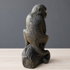 Gold Sheen Obsidian Monkey & Peach Carving