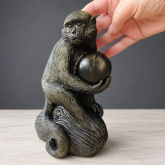 Gold Sheen Obsidian Monkey & Peach Carving