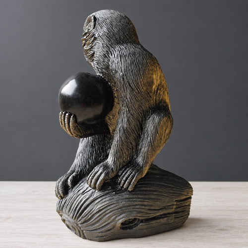 Gold Sheen Obsidian Monkey & Peach Carving