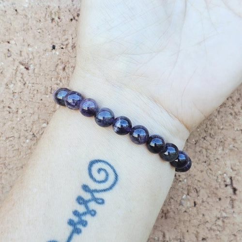 Australian handmade Amethyst and Smoky Quartz bracelet for protection and clarity.