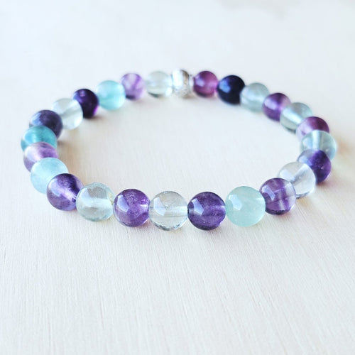 Rainbow Fluorite bracelet handmade in Australia for peace and flow.