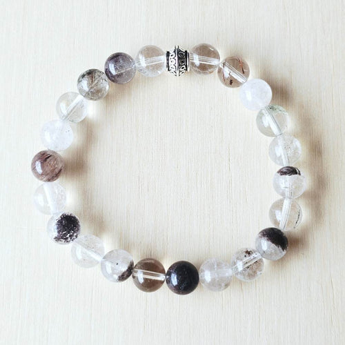 Natural Inclusion Quartz bracelet for men and women, unique gemstone beads.
