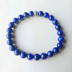 Deep blue Lapis Lazuli beaded bracelet for men and women, chakra activator.