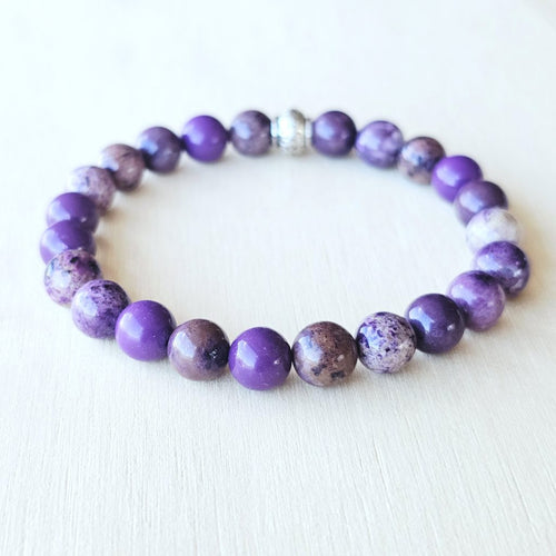 Handmade Phosphosiderite crystal bracelet for peace and emotional healing.
