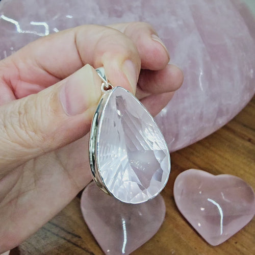 Faceted Rose Quartz Pendant | Self Love Activation