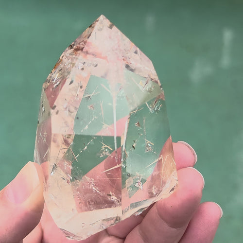 Brazilian Quartz With White Rutile & Hematoid Inclusions | Threads Of Light