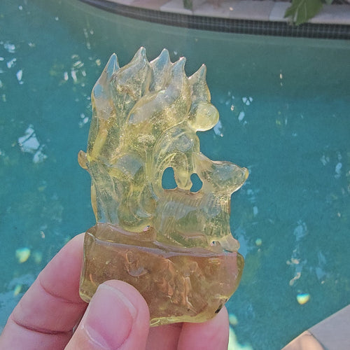 Libyan Desert Glass 9 Tail Fox Carving | Guardian Of 9