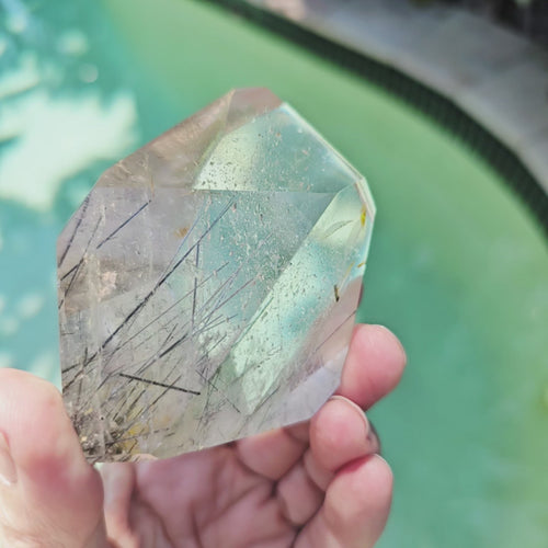 Tourmalinated Quartz Faceted Freeform | Veins Of Protection