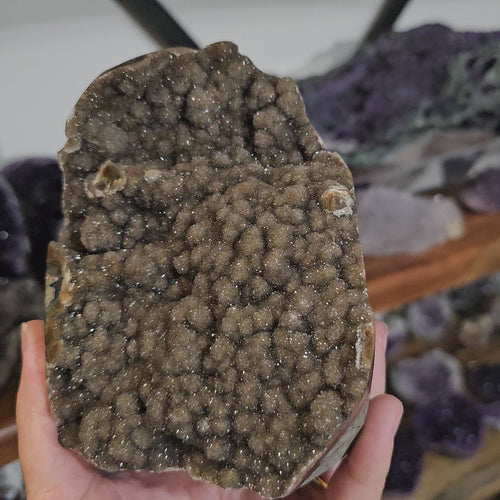 A Grade Caramel Galaxy Amethyst | Cut Base Geode 1.28kgs