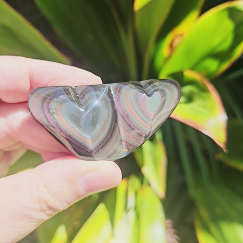 Rainbow Obsidian Twin Heart | Cosmic Pairing