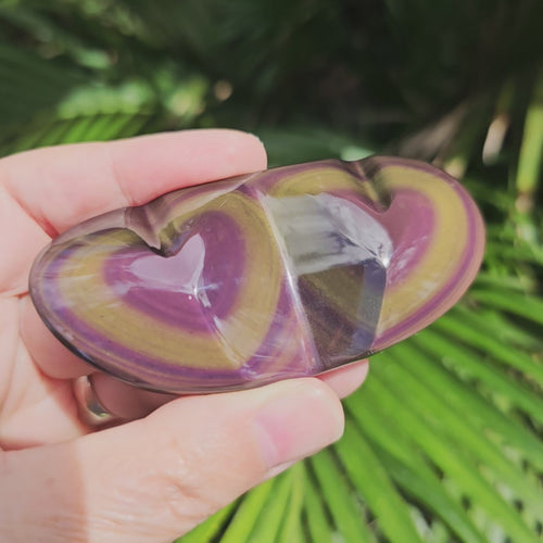 Rainbow Obsidian Twin Heart | Hearts In Harmony