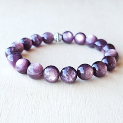 Handmade Purple Mica crystal bracelet for clarity and reflection.