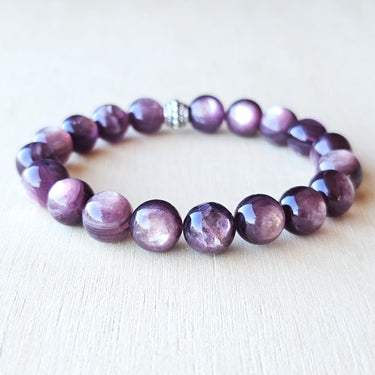 Handmade Purple Mica crystal bracelet for clarity and reflection.