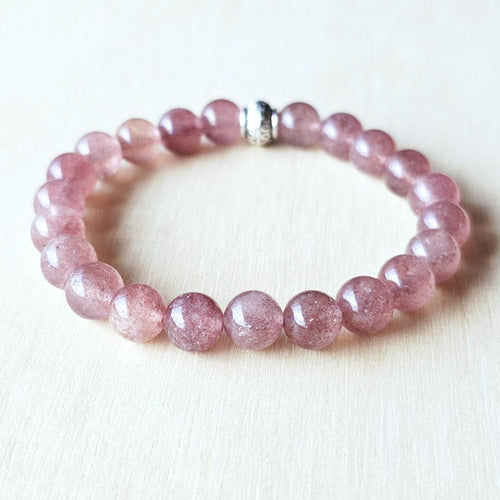 Handmade Strawberry Quartz crystal bracelet for love and harmony.