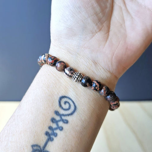 Obsidian crystal bracelet handmade in Australia for strength and focus.