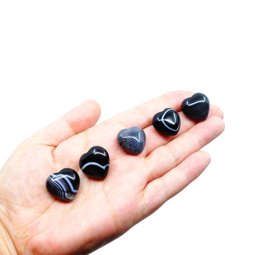 Black Banded Agate Hearts 2cm